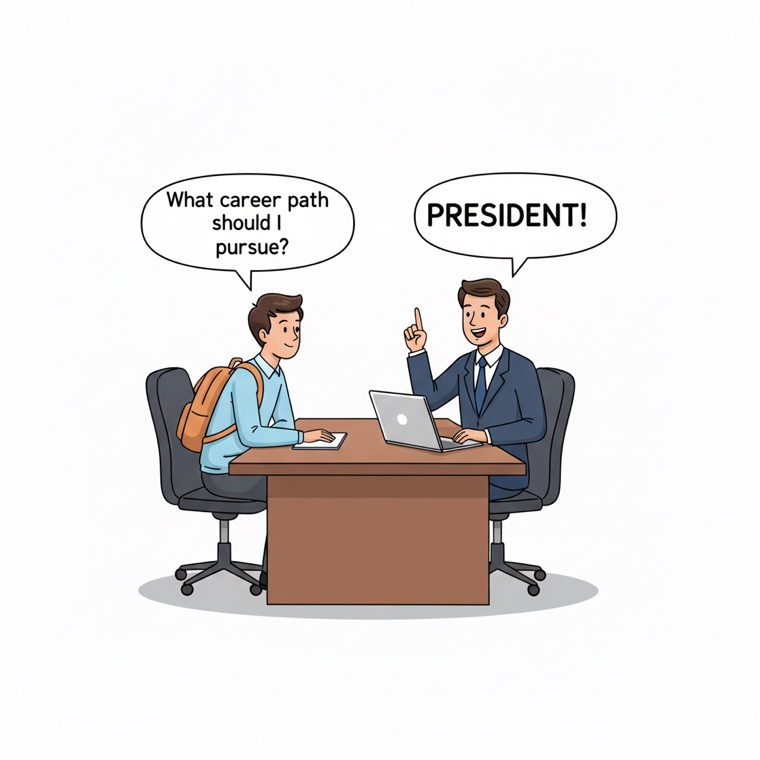 the counselor hands down PRESIDENT with nothing behind it