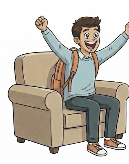 the student, cheering
